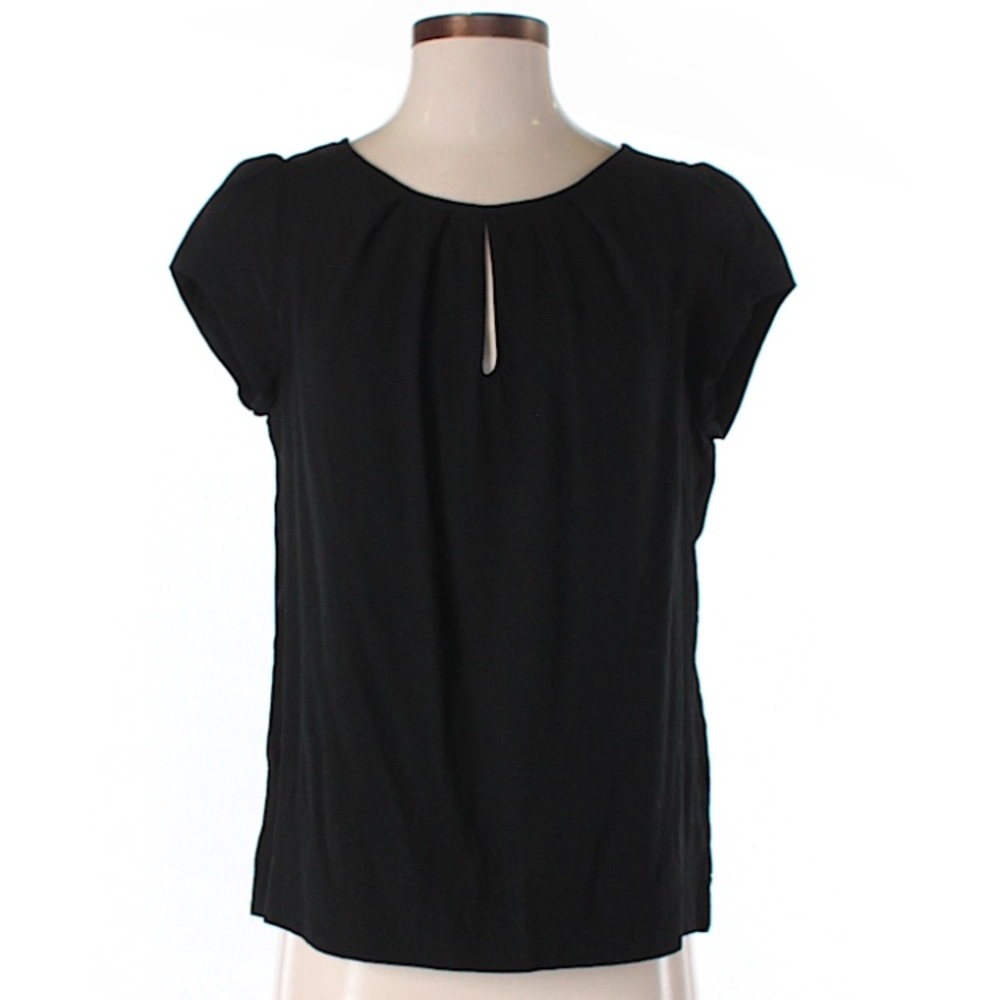 Zara basic short sleeve keyhole blouse
